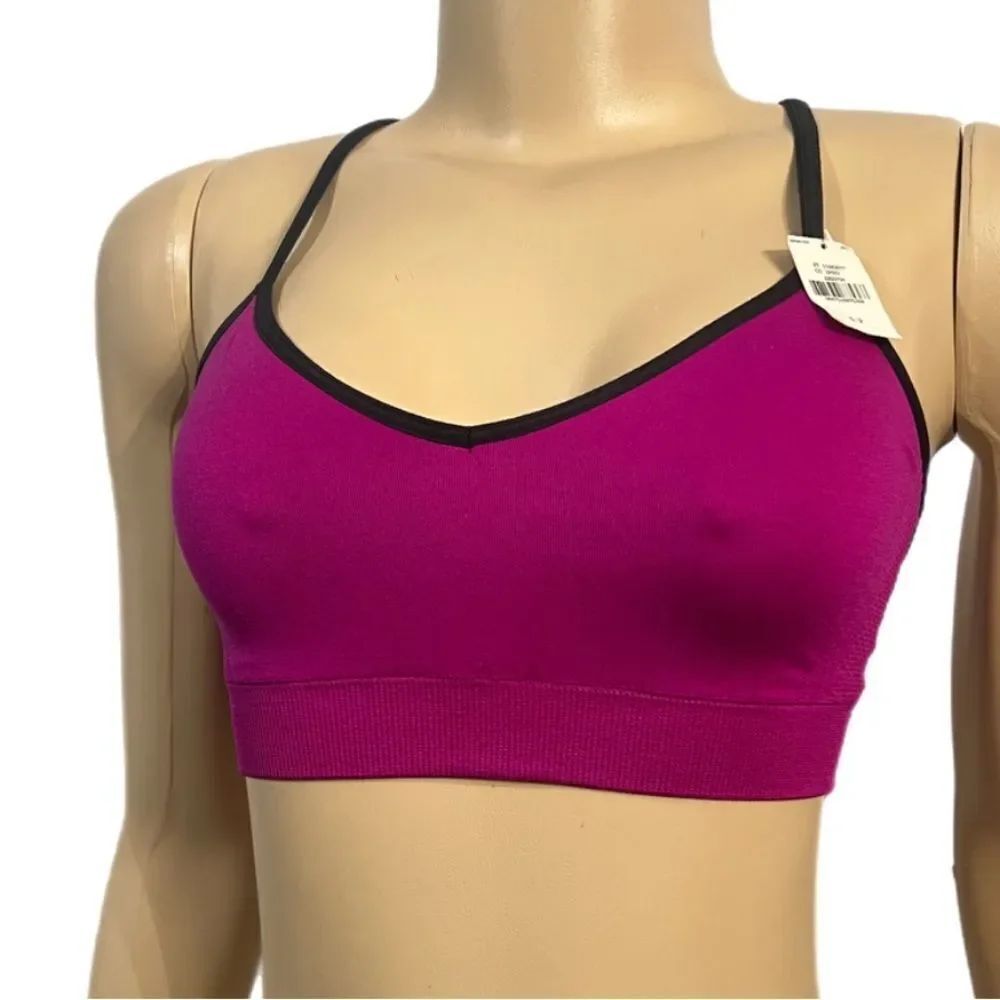 Victoria’s Secret Pink YOGA racerback unlined Bralette bra magenta / black Small